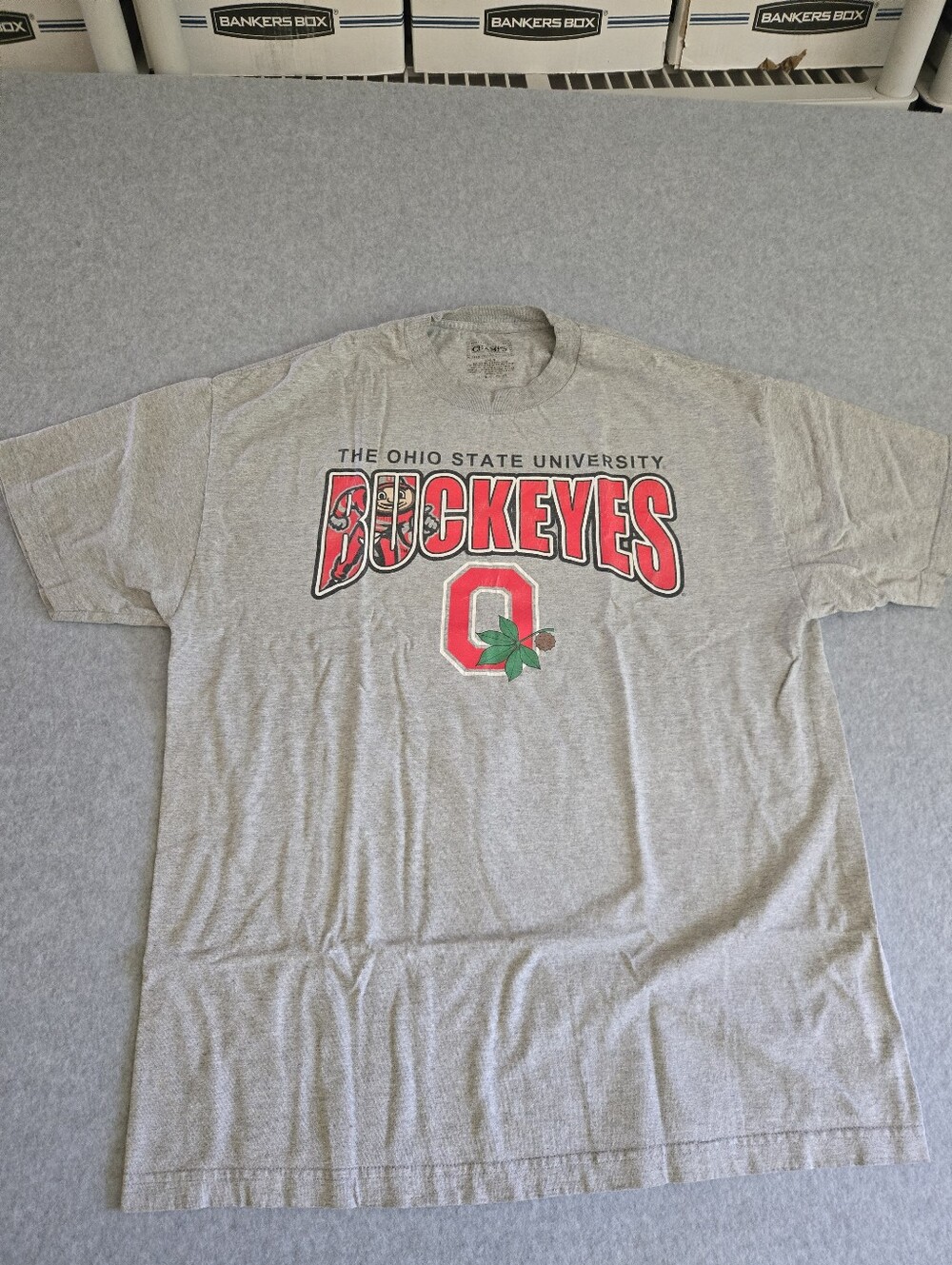 Vintage Ohio State Football T-Shirt Mens Large Gray Champs Short Sleeve Buckeyes